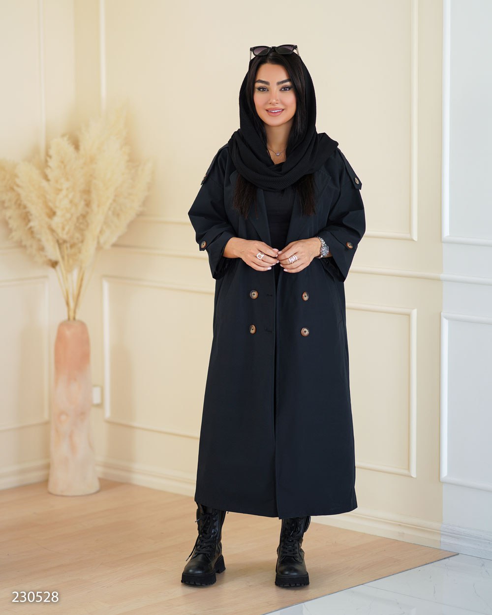 بارانی کتان زنانه مشکی
