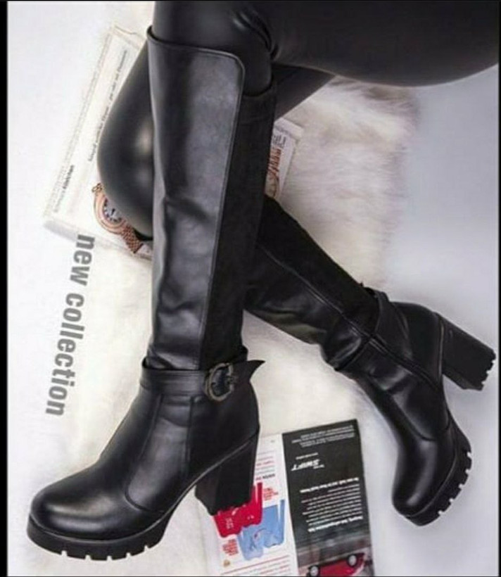 بوت چرم پاشنه دار زنانه