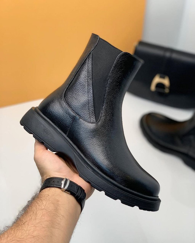 نیم بوت چرم مشکی