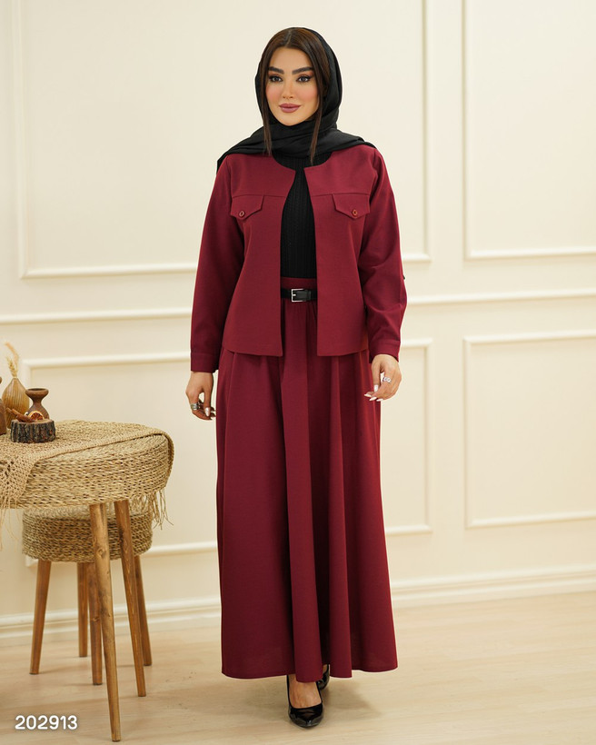 کت و دامن زرشکی