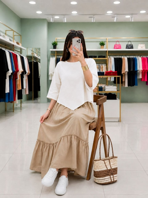 شومیز دامن زنانه لینن مدل سارا سایز ۳۸ تا ۴۸ ضمانت اصالت کالا