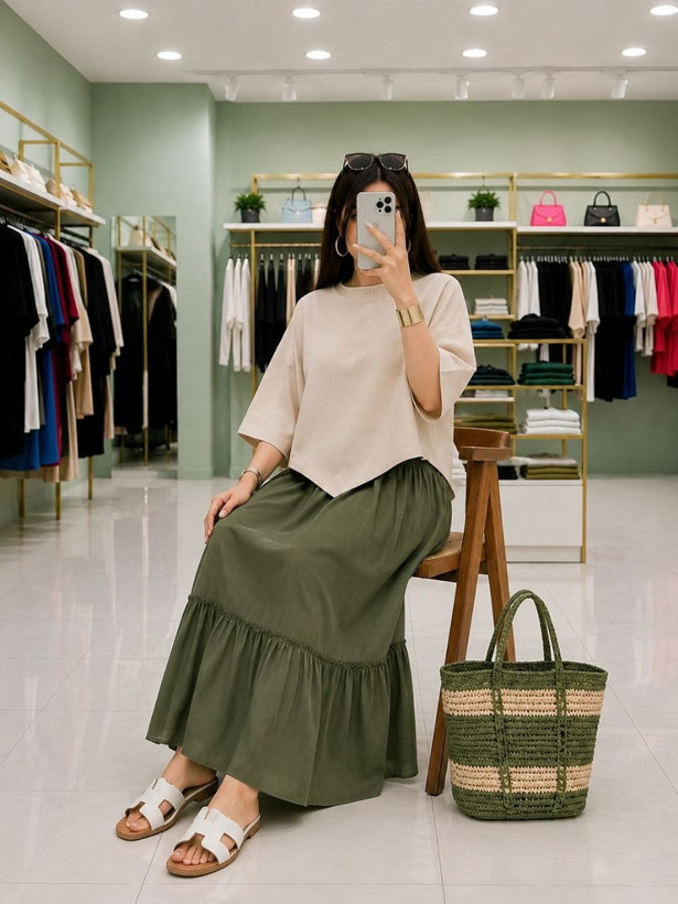 شومیز دامن زنانه لینن مدل سارا سایز ۳۸ تا ۴۸ ضمانت اصالت کالا