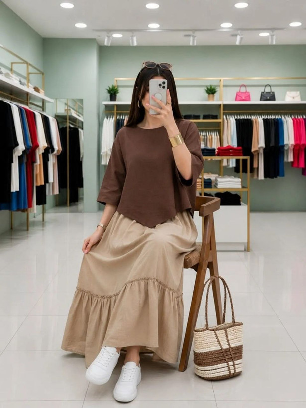 شومیز دامن زنانه لینن مدل سارا سایز ۳۸ تا ۴۸ ضمانت اصالت کالا